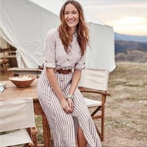 J. Jill Gray Linen Striped Maxi Dress